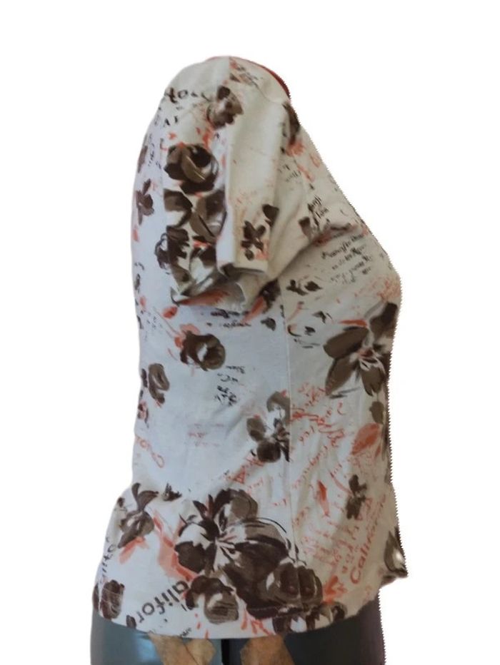 Tee shirt fleuri Marine d'coeur Taille 4 crème imprimé - photo numéro 2
