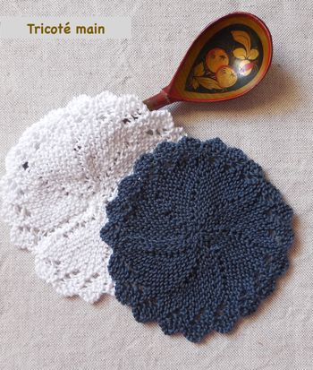 Lot de 2 lavettes débarbouillettes zéro déchet - 100 % coton - Tricoté main