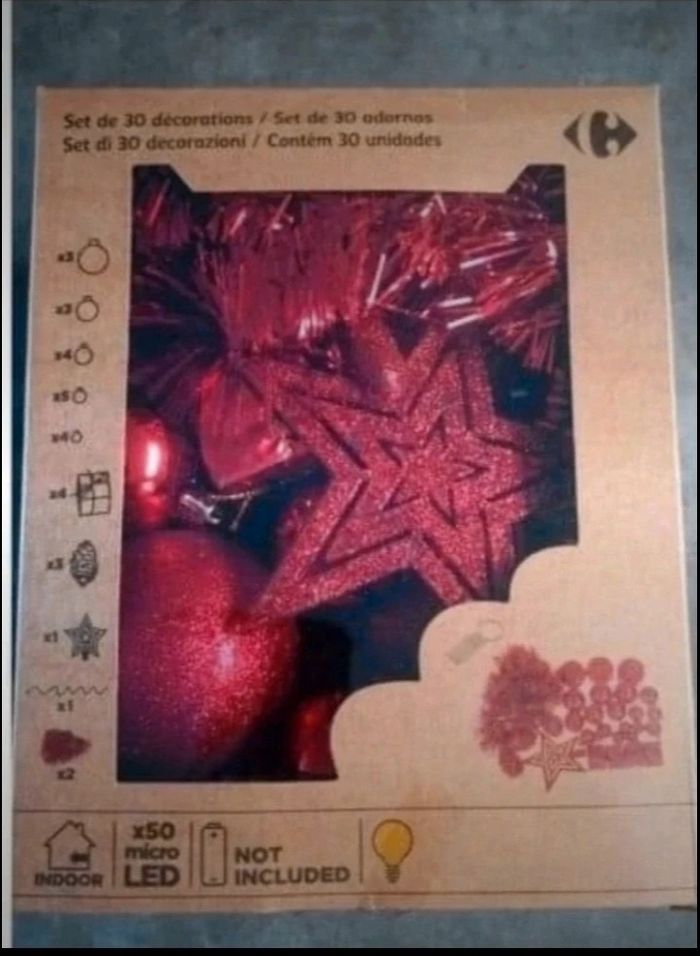 2 sets de 30 décorations 
30 décorations dans chaque boîte
1 boîte rouge et 1 argent - photo numéro 3
