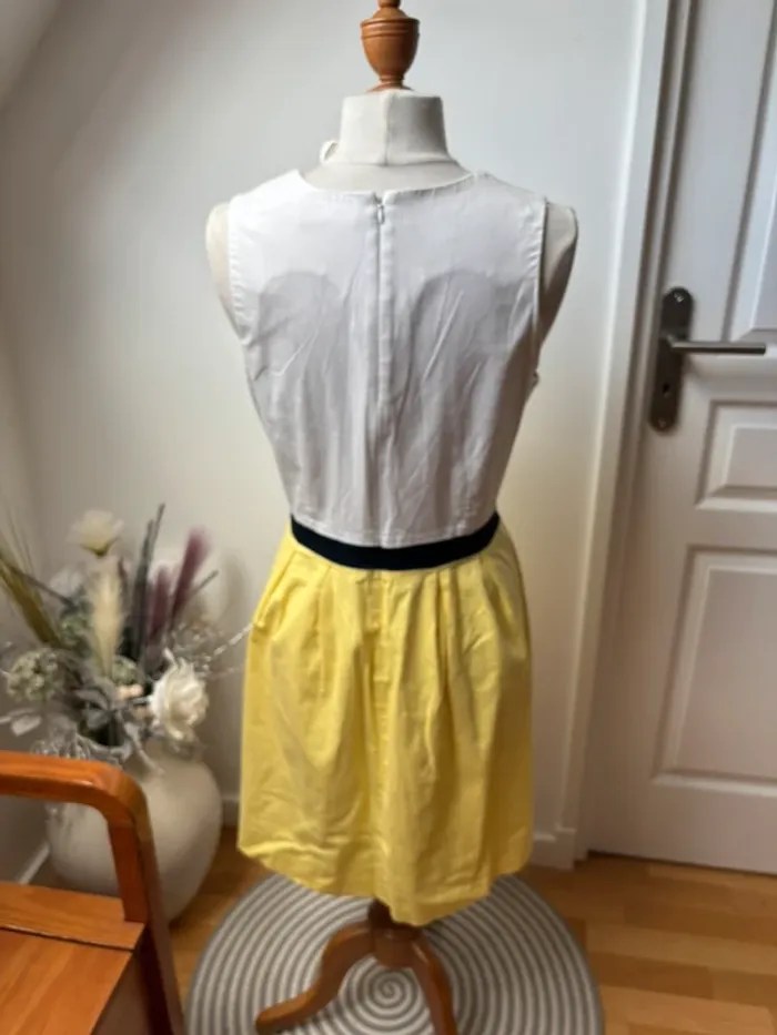 💛Sublime robe en coton blanche et jaune - Camaïeu - T42 - photo numéro 10