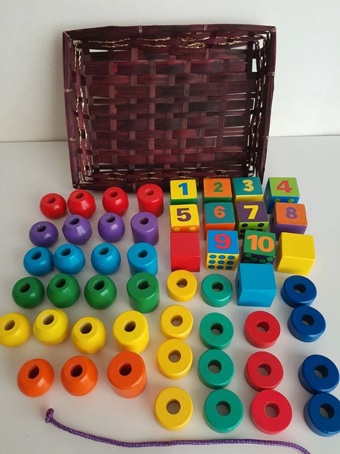 Panier chiffres et perles jumbo en bois - photo numéro 9