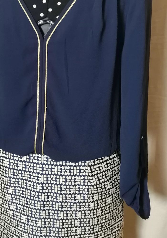 Robe 2 en 1 bleu marine blanc fluide taille S It Hippie - photo numéro 3