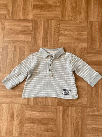 Pull polo gris avec rayures blanc Tape à l’Oeil