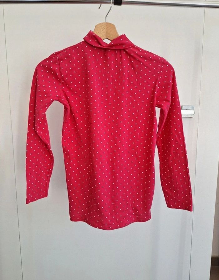T-shirt col roulé rose fushia à pois enfant fille 12 ans Nawak - photo numéro 2