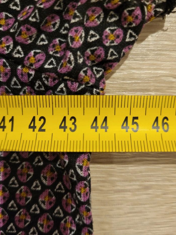 Blouse manches courtes noire rose et blanche à motifs Camaïeu Taille 1 ou 34 - photo numéro 8