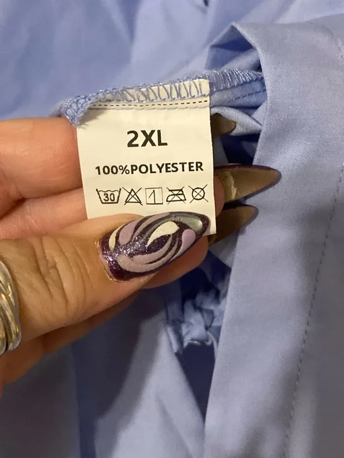 superbe chemise tunique original bleu ciel toucher coton 2xl= 50 neuve - photo numéro 8