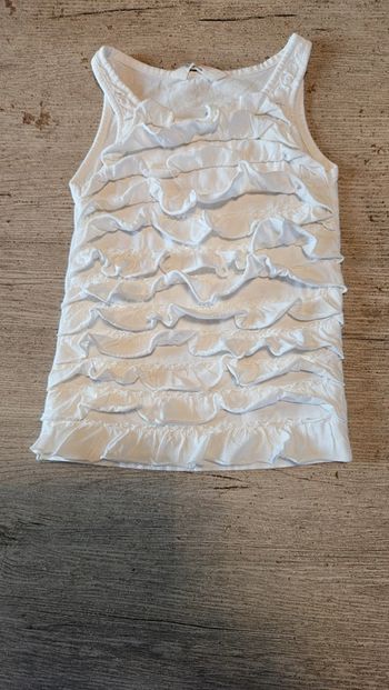 Débardeur fille habillé, blanc à volants, H&M, 4/6 ans