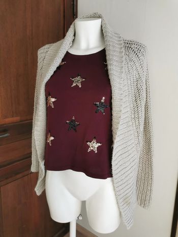 Gilet gris clair en maille