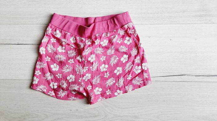Vêtement fille short court rose motifs feuilles bpc 9 ans - photo numéro 3