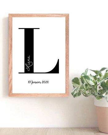 Affiche naissance initiale en grand personnalisé