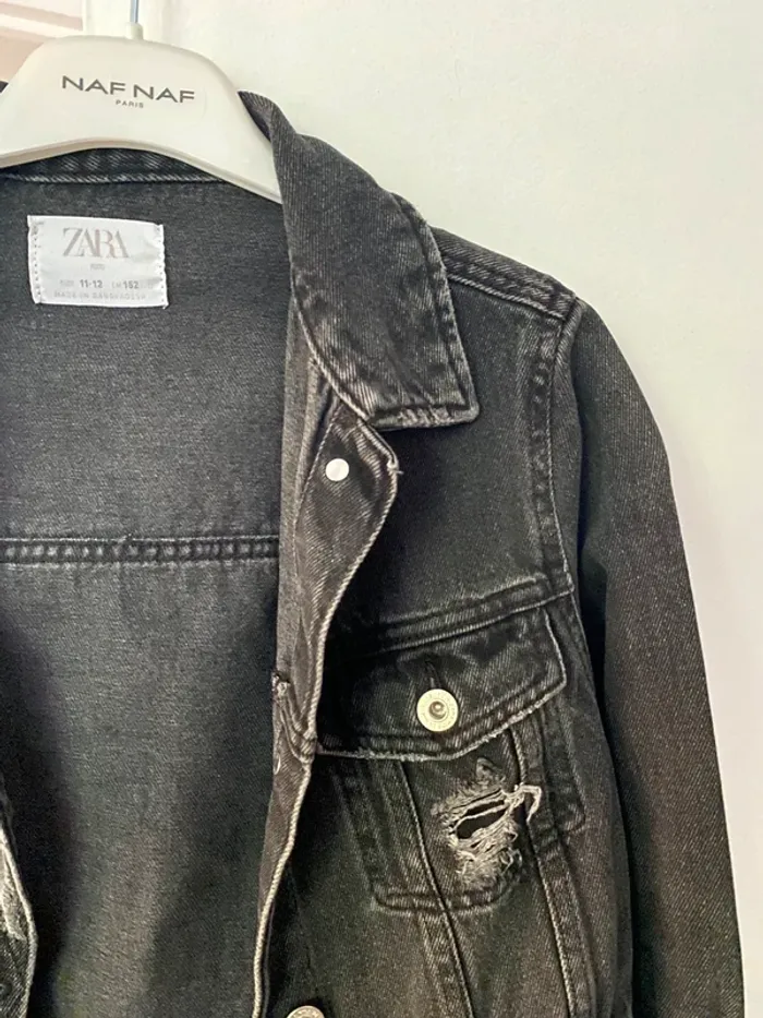 Veste en jean noir - Zara - photo numéro 4