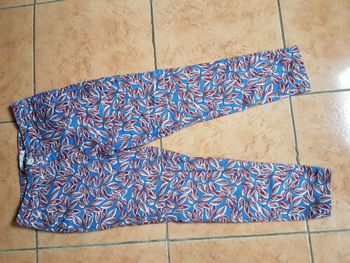 Pantalon été femme 36 bleu et rouge Chic & Jeune