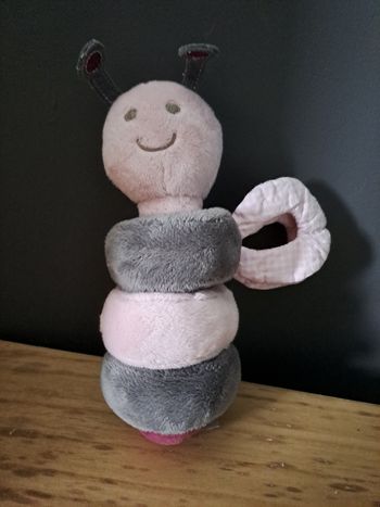 Hochet abeilles de rose et gris