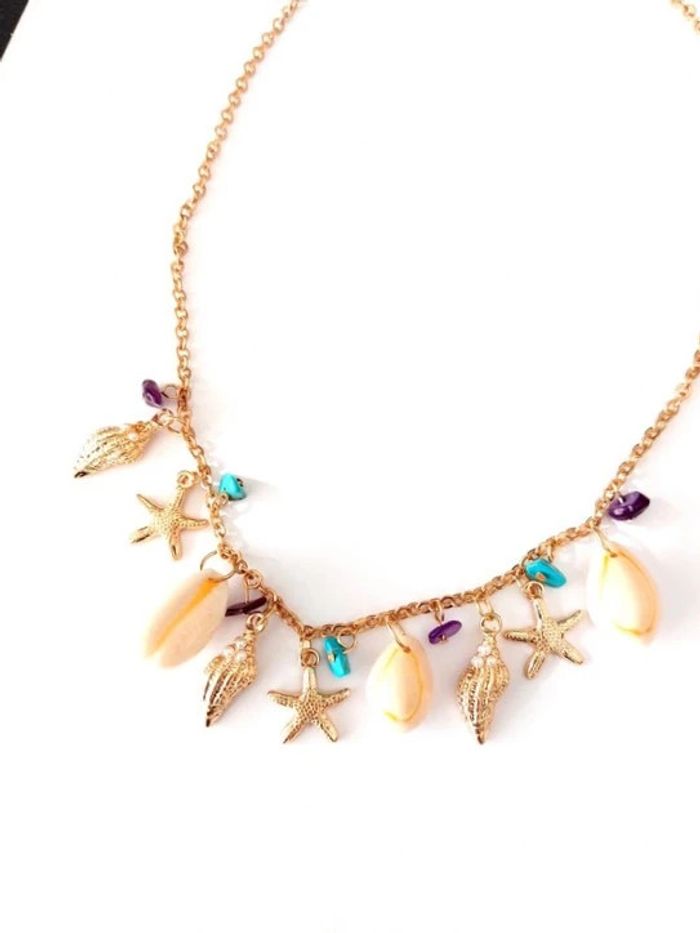 Magnifique collier breloques coquillages, tendance bohème, acier inoxydable 🌊 - photo numéro 3