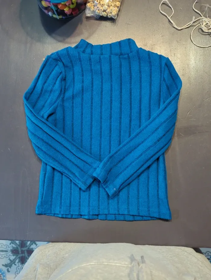 Pull molletonné bleu azur - photo numéro 4