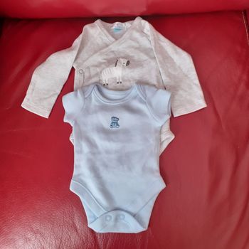 BB 1-3 mois: 2 Bodys 100% coton *manches courtes +manches longues