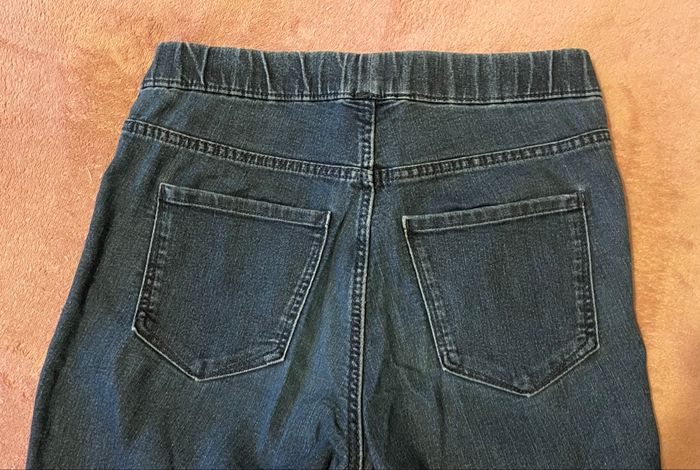 Jean H&M femme bleu foncé - taille 34 - coupe slim - taille élastique - photo numéro 8