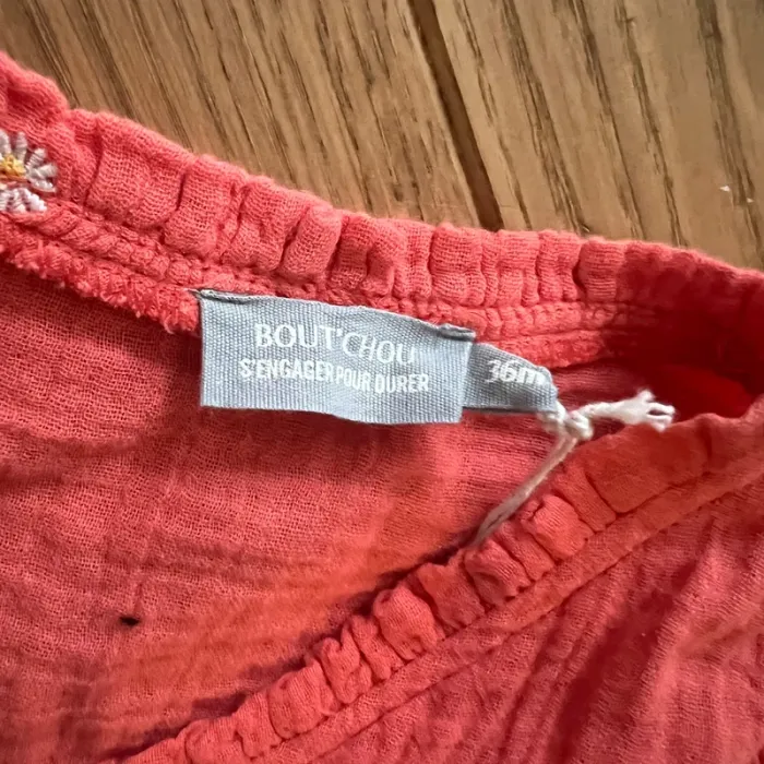 36M Robe portefeuille avec bloomer brodés en gaze de coton - photo numéro 3