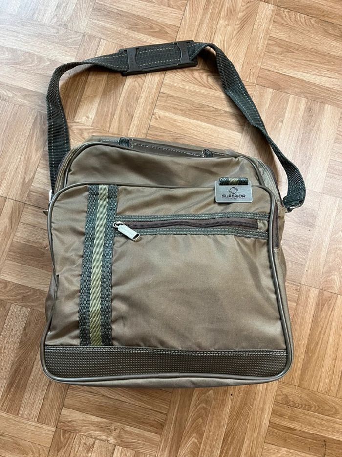 Sac à main et bandoulière en toile et cuir vintage Superior (NEUF)