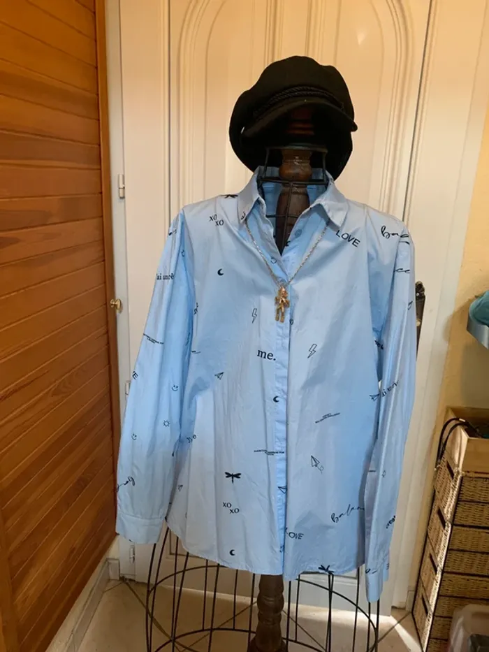 Chemise coton bleu ciel - photo numéro 2