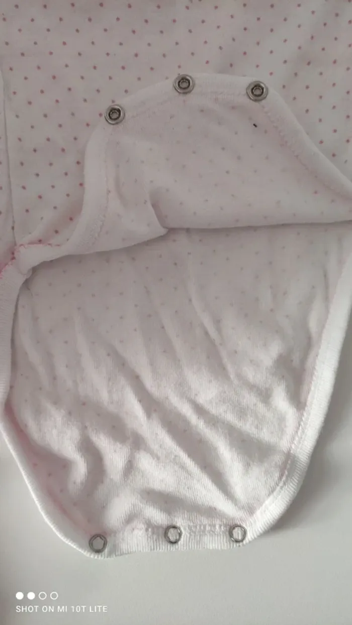 Body blanc pois rose motif fleur absorba - photo numéro 5