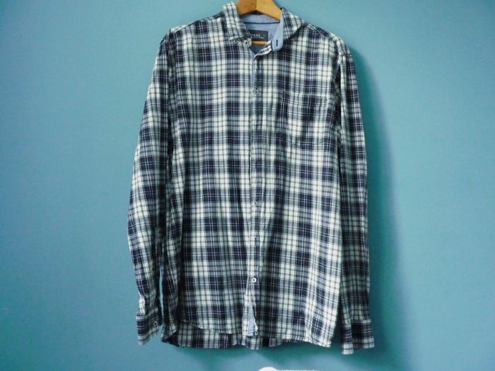 Chemise carreaux Signal homme L 42 manches longues noir blanc TBE