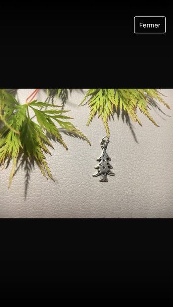Pendentif fantaisie métal argenté sapin noel 🌲