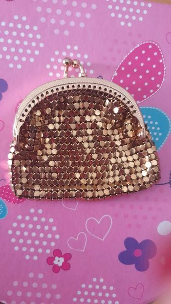 Petit porte monnaie vintage bourse en maille Doré
