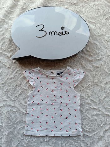Tee shirt chemise manches courtes Fille 3 mois cerise Kiabi