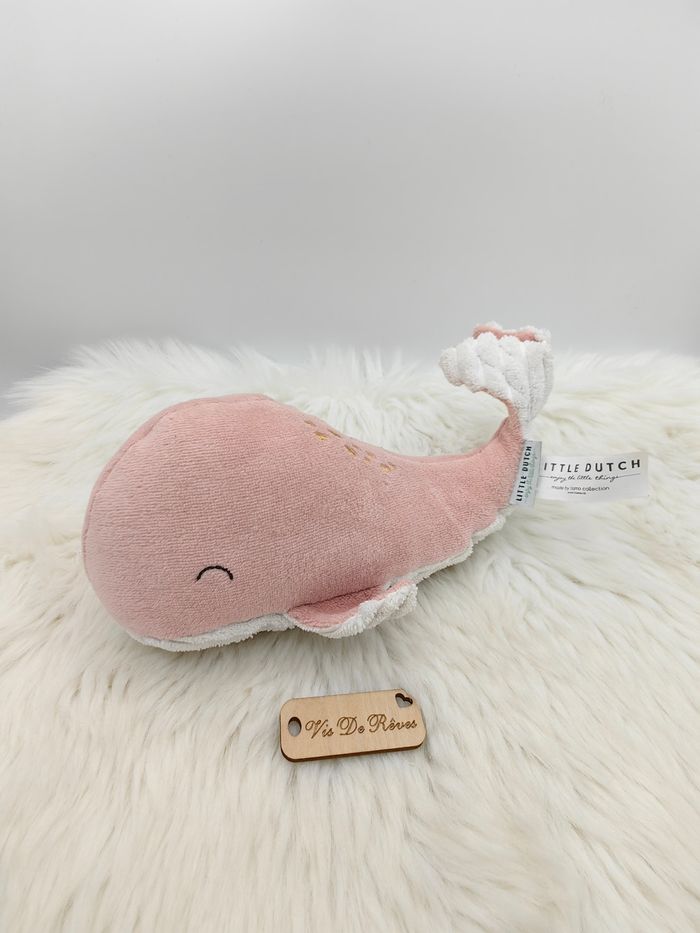 Doudou peluche baleine rose blanc Little Dutch