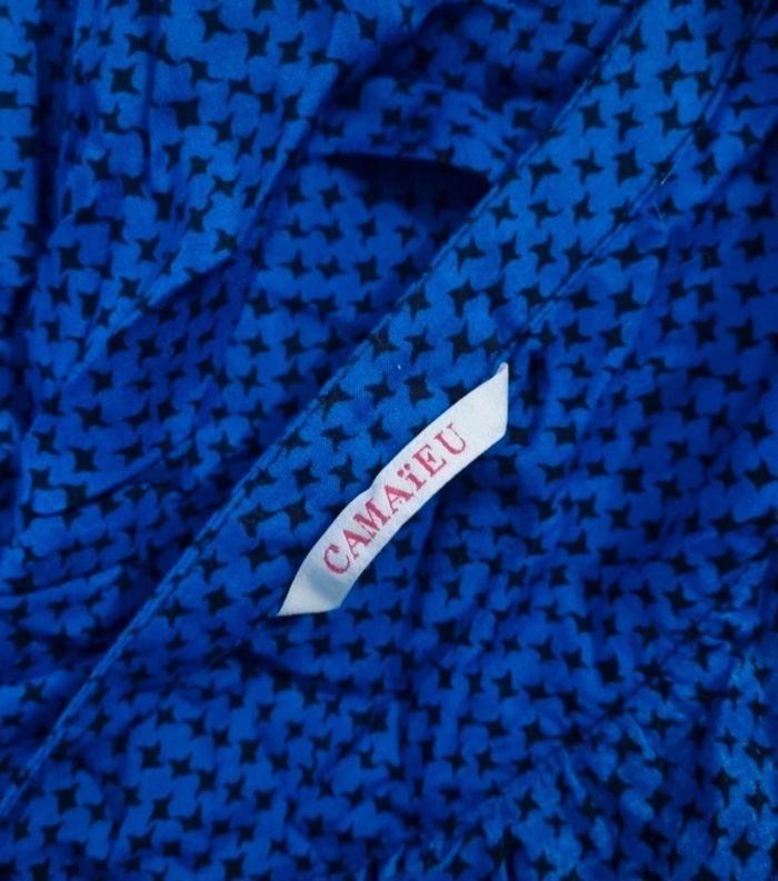 Blouse légère bleu à motifs manches retroussable taille 46 - photo numéro 5