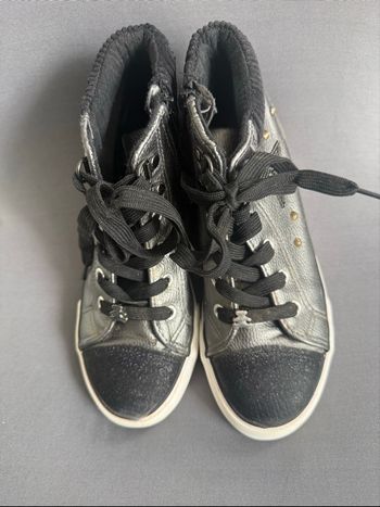 Baskets montantes T34 Lulu Castagnette gris noir et argent 