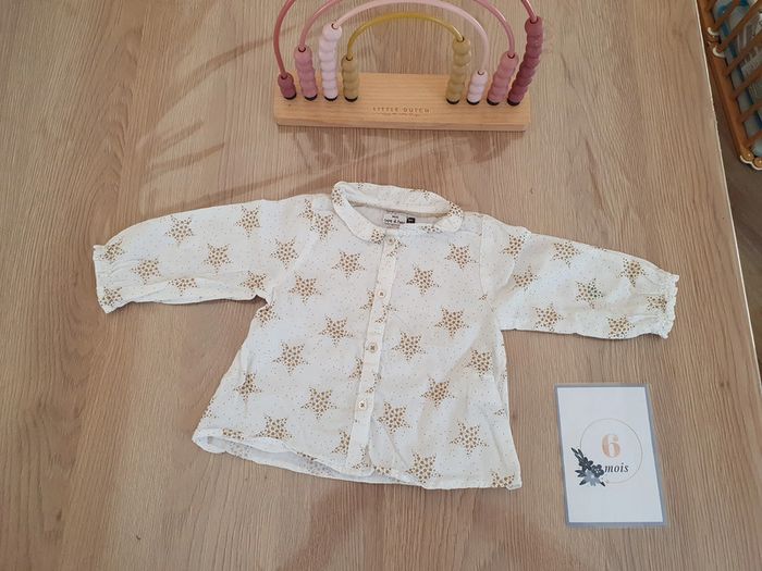Chemise noel Blanche à Motif Étoile Doré - Tape à l'Œil 6 mois - photo numéro 7