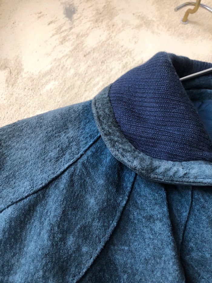 Veste en daim marine vintage L - photo numéro 4