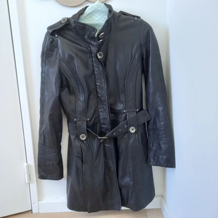 Veste cuir noire mi-longue Forestland 36 38