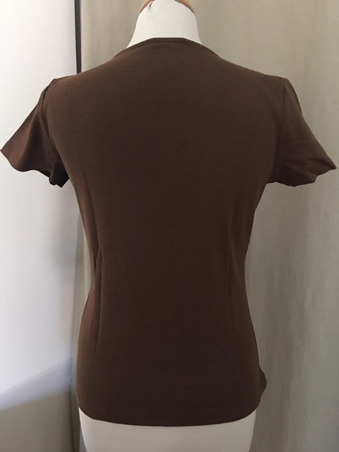 T-shirt marron brodé - Burton - T.1 - photo numéro 2