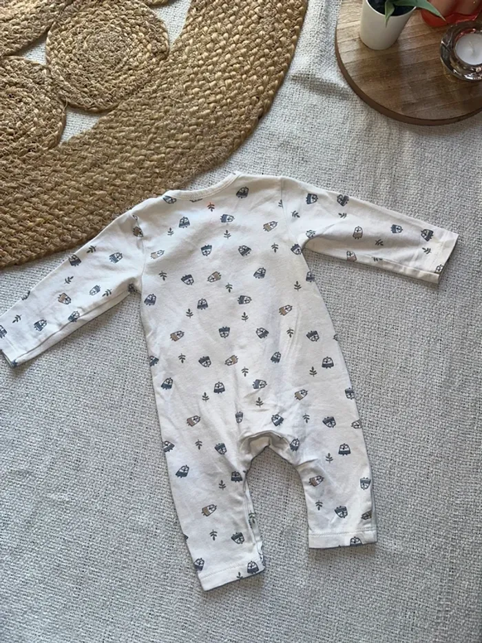 Pyjama naissance mixte Hema 🐥 Blanc à motifs poussins bleus – Taille 50, sans pieds - photo numéro 2