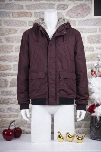Blouson parka bordeaux avec capuche fourrure Homme/ Ado taille XS marque Kiabi 🎸