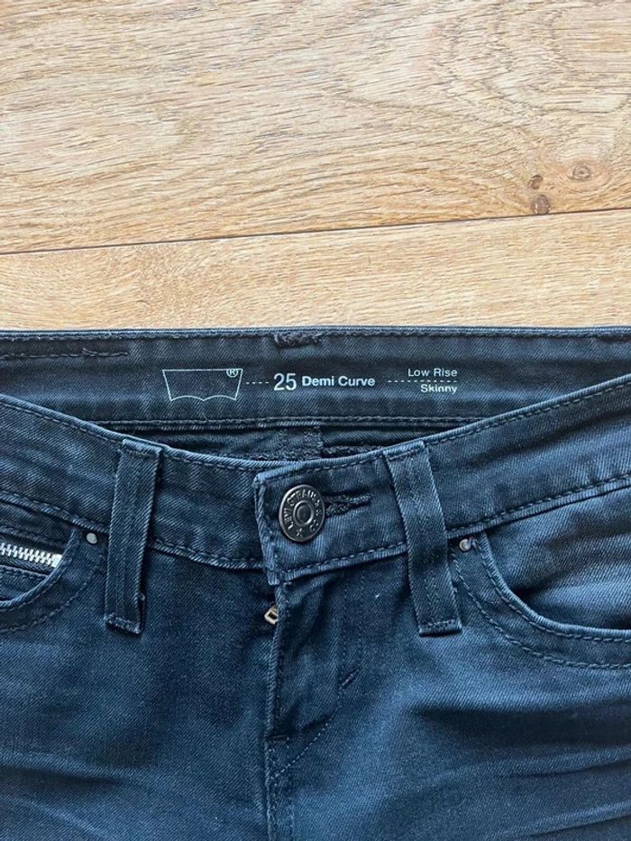 Jean vintage Levi’s demi curve skinny revel taille basse W25 L32 34/36 noir gris demi curve low rise - photo numéro 3