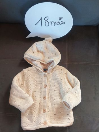 Gilet veste polaire avec capuche en maille Fille 18 mois Kiabi
