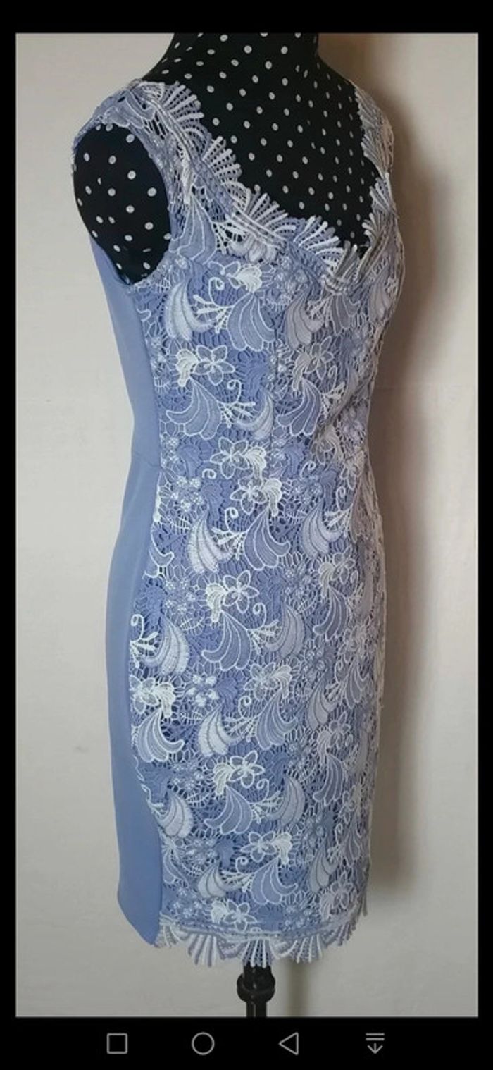 Robe chic en dentelle bleu blanc Taille L Lipsy London - photo numéro 3