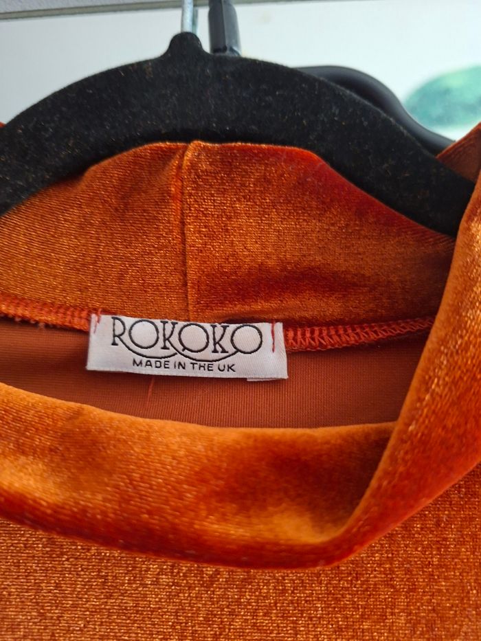 Robe en velours cuivré orange - photo numéro 2