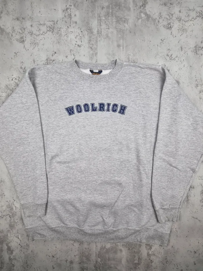 Sweat gris logo brodé Woolrich – Taille XXL Hommes (mesures en photos) - photo numéro 3