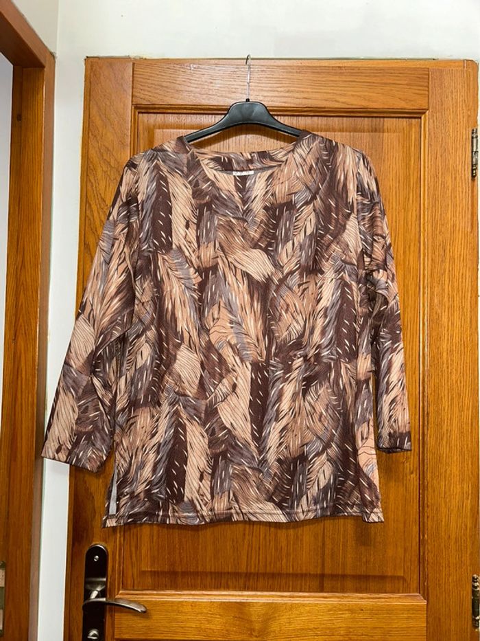 Blouse marron à motif