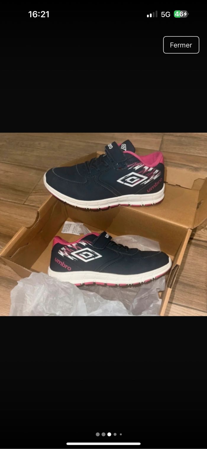 Baskets fille marine et fuschia , à scratch, 32, Umbro - photo numéro 3