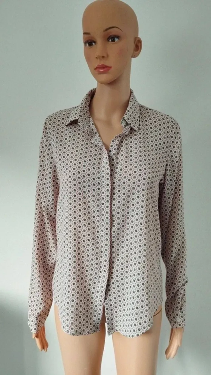 Blouse chemise beige avec motifs fleurs taille s femme