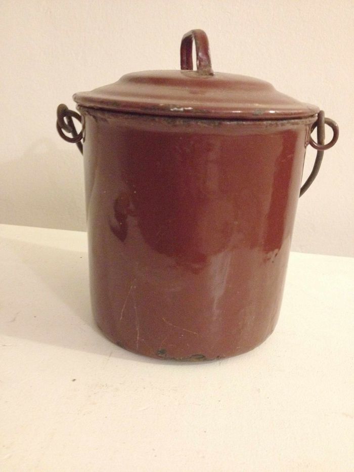 Ancien mini sceau bordeaux avec anse et couvercle pour décoration ou autre - photo numéro 4