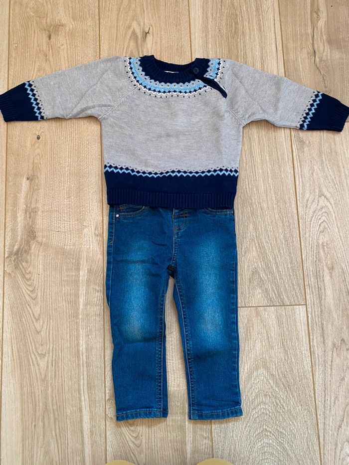 Ensemble garçon pull et jean 24 mois