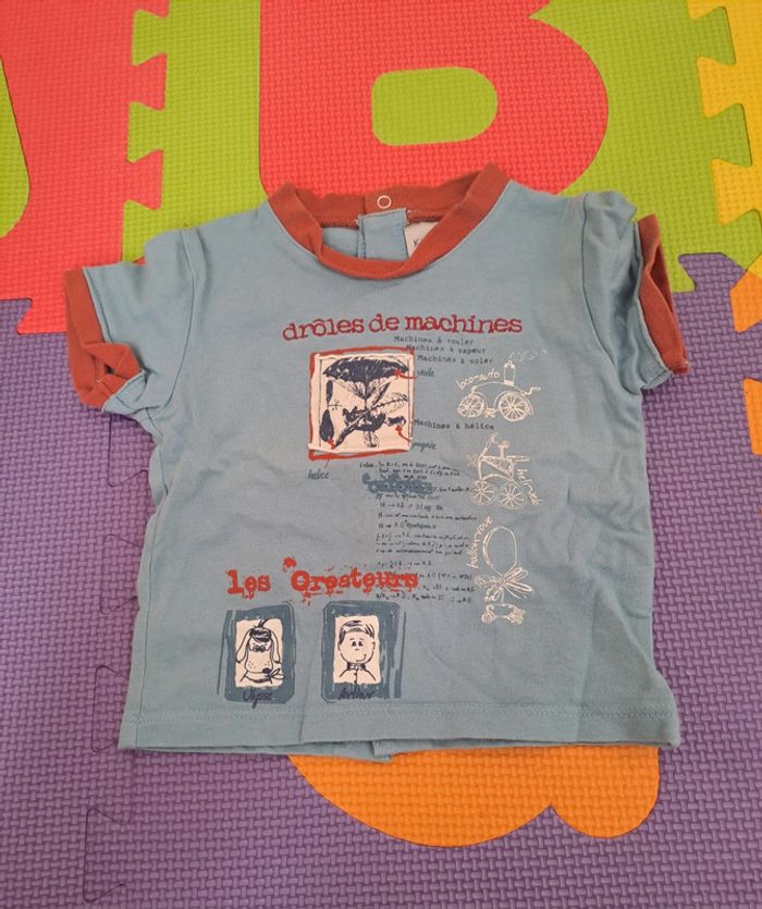 Ensemble bleu t-shirt manches courtes pantalon jean, kiabi, taille 3 mois (60 cm) - photo numéro 2