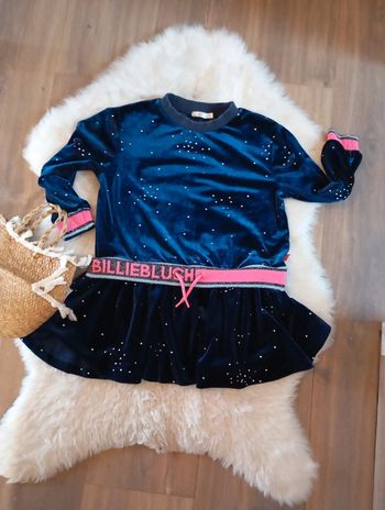 Billieblush 💖 robe en velours marine bande rose 4 ans